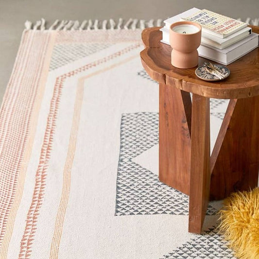 DIAMONDS - 5ft by 8ft - Geometrical Hand Printed Area Rug