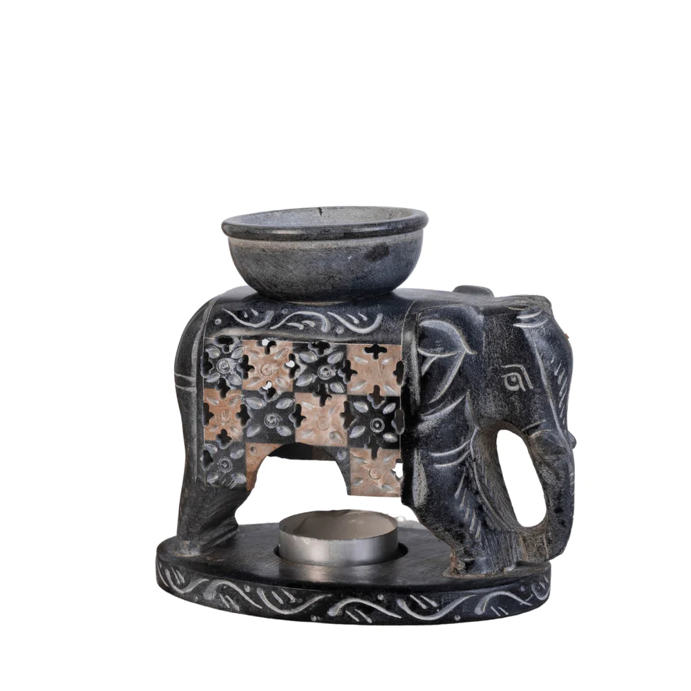 Oil Burner - Standing Elephant - Black