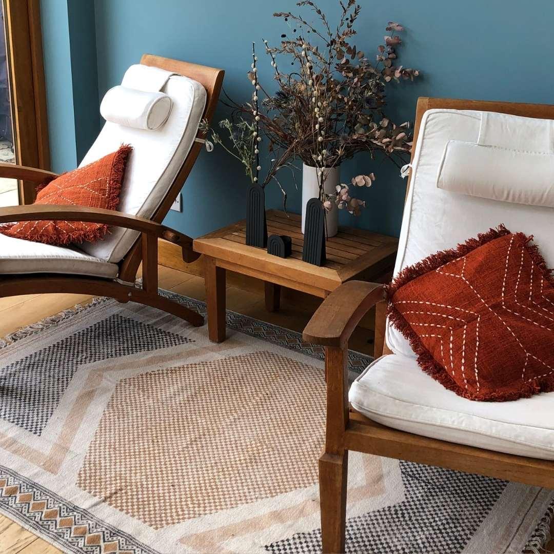 Aztec - 5ft by 8ft - Block Print 100% Cotton Rug - Considered.Store