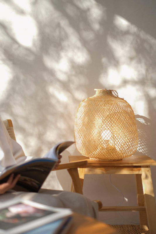 Bamboo Hand Woven Accent Floor or Table Lamp - Natural - Large - Considered Store