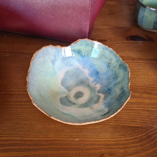 Eggshell Cracked Blue Ceramic Pottery 