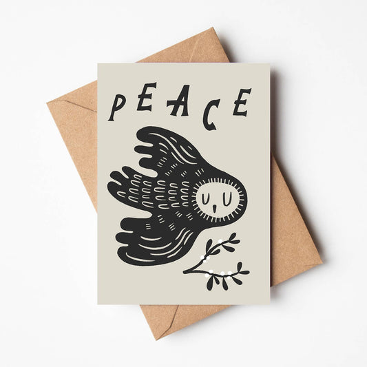 'Peace' Sleepy Owl Christmas Card