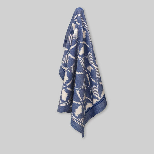 Ikat Fair Trade Tea Towel Handwoven - In Dark Blue - Considered Store