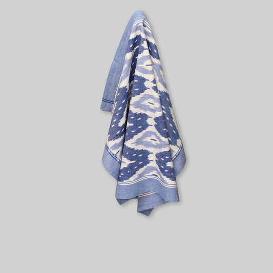 Ikat Tea Towel Handwoven - Blue Diamond - Considered Store