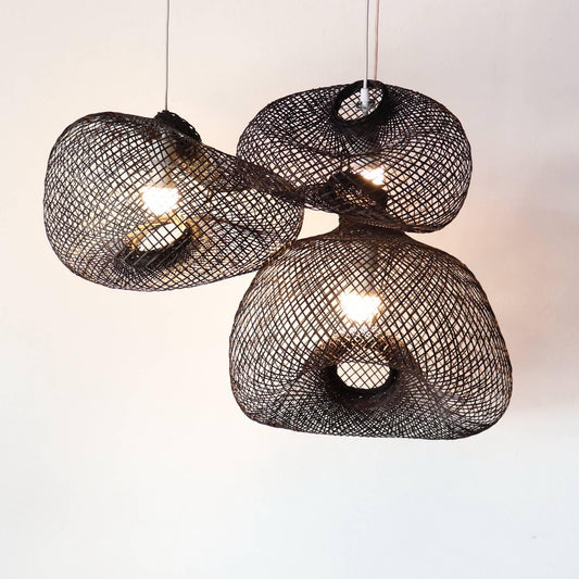 Unique Adjustable Bamboo Pendant Light Shade - Size L - 48cm - Black - Considered Store