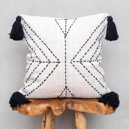Handcrafted Hand Woven Cotton Cushion Cover - Monochrome Black And White - Considered Store  - 1