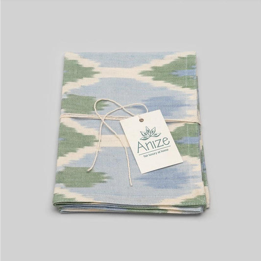 Unique Artisan Organic Cotton Hand Woven Ikat Tea Towel - Dusty Blue Green - Considered Store - 1