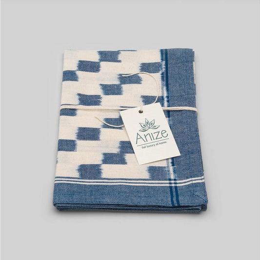 Handwoven Ikat Fair Trade Tea Towel - Blue Ecru - Consdiered Store - 1