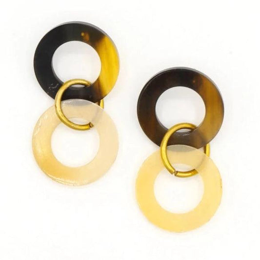 Triple Loop Statement Fair Trade Horn Stud Earrings - Considered Store