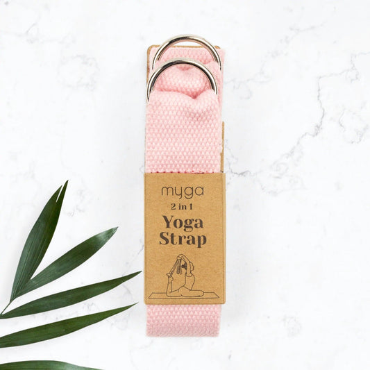 Multipurpose 2 in 1 Cotton Yoga Matt Strap in Dusty Pink - Considered Store -1