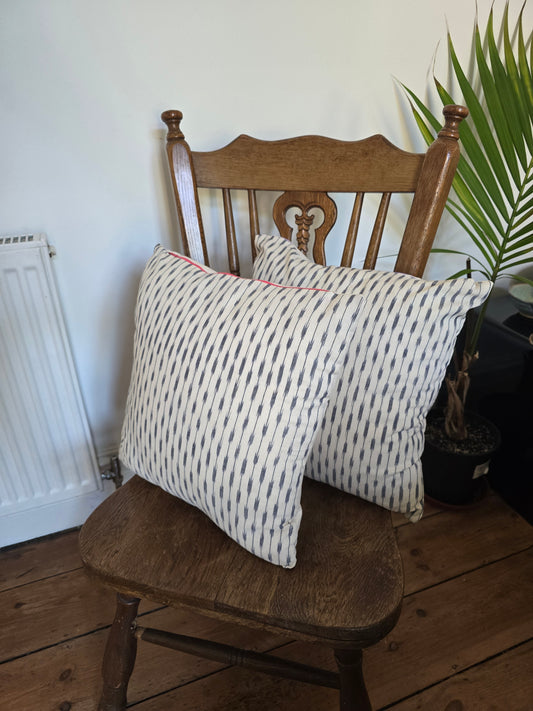 Made in England - Handwoven Ikat Cushion - 40cm by 40cm - Black