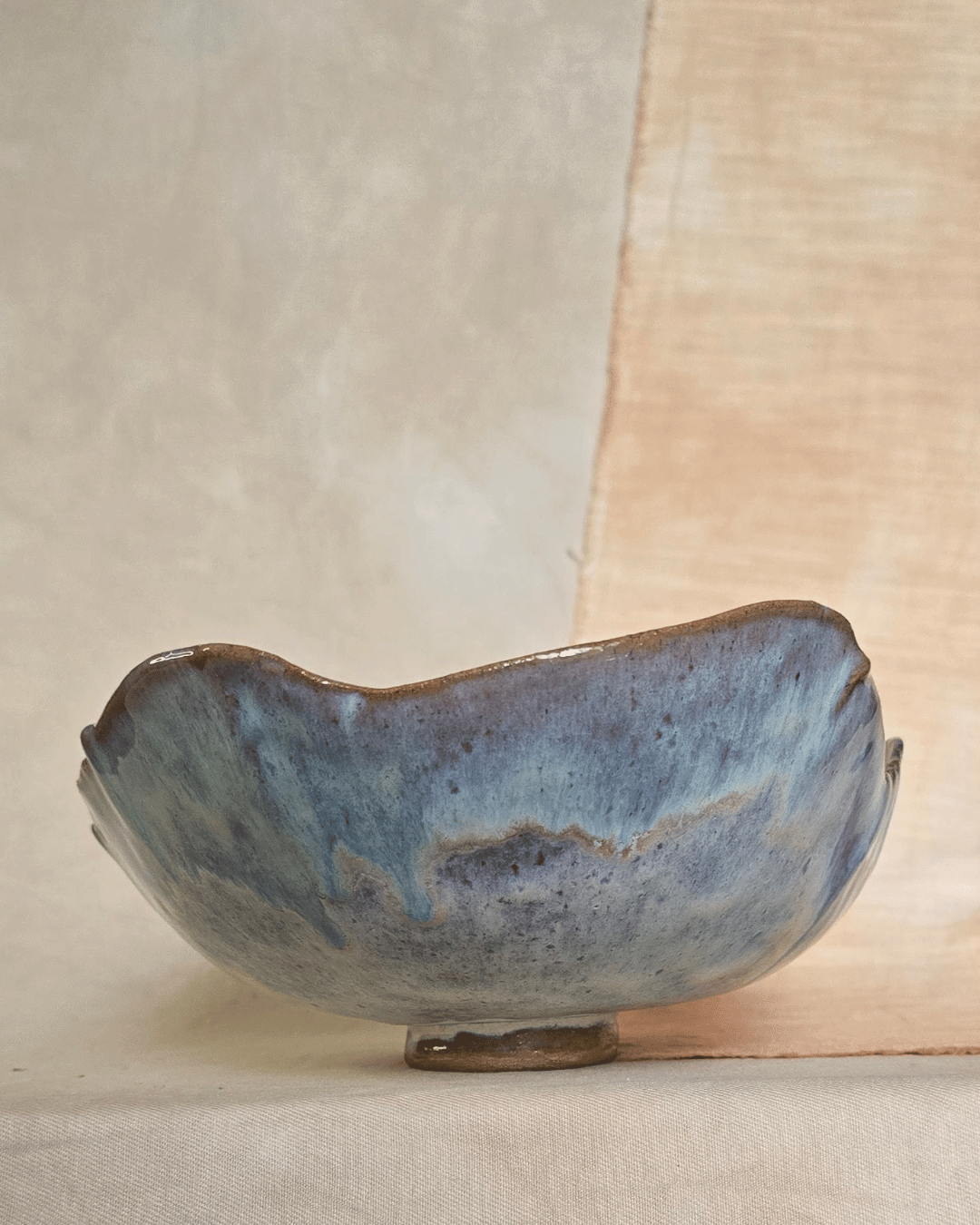 Azure Skies- Blue Marbled Large Hand Built Ceramic Serving Dish