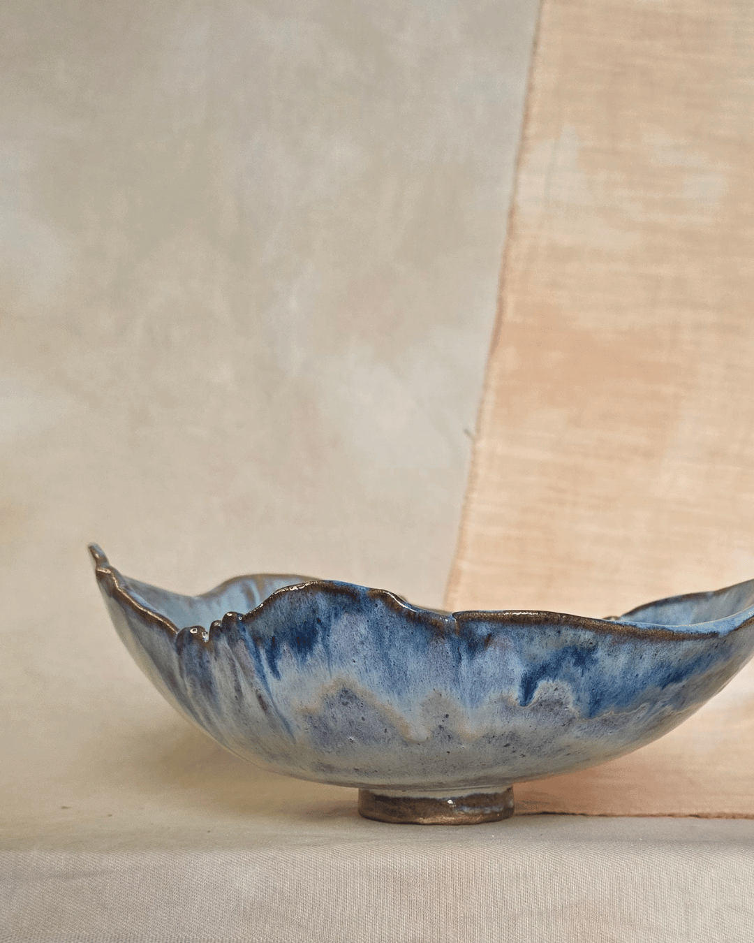 Azure Skies- Blue Marbled Large Hand Built Ceramic Serving Dish