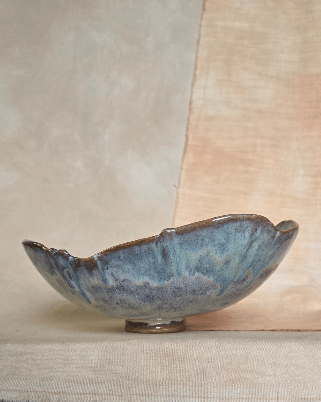 Azure Skies- Blue Marbled Large Hand Built Ceramic Serving Dish