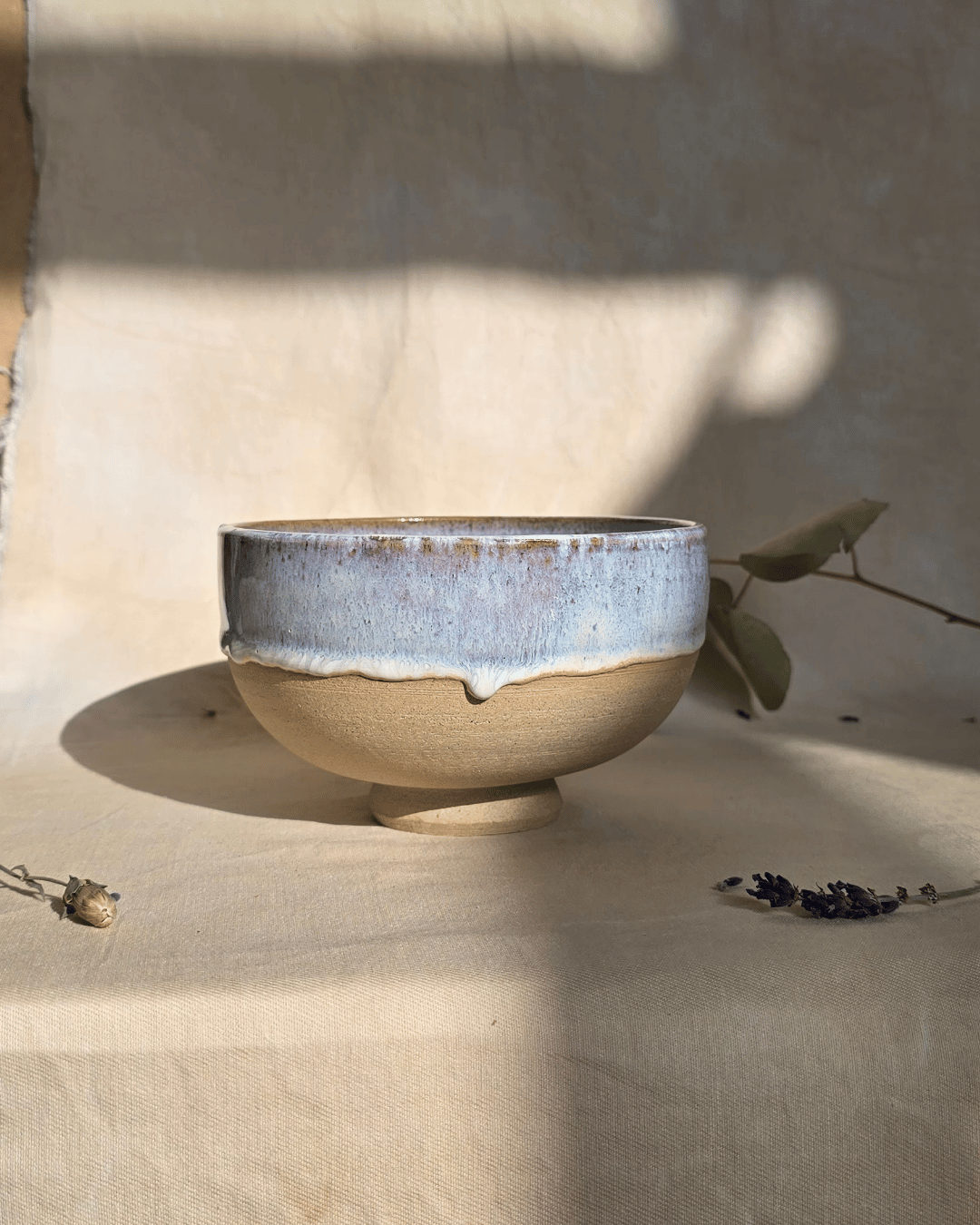 Blue Swirl - Hand Thrown Ceramic Pasta Bowl - Half Glaze