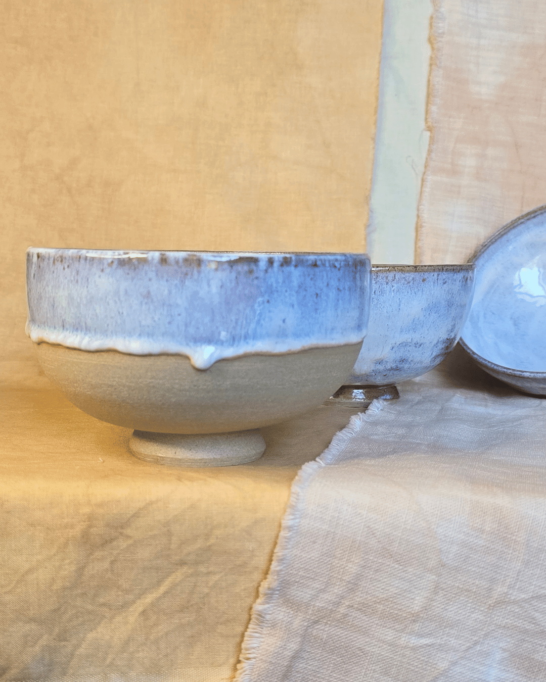 Blue Swirl - Hand Thrown Ceramic Pasta Bowl - Half Glaze