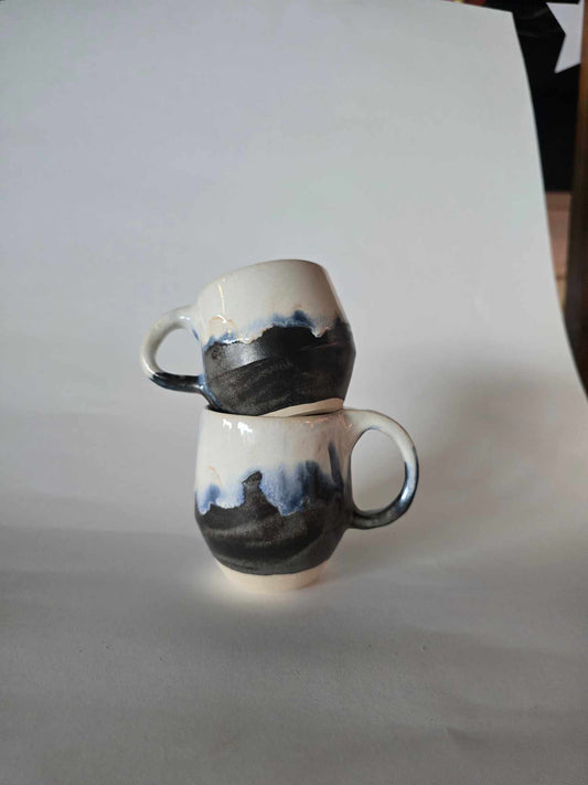 Black and white swirly mugs