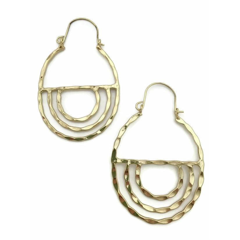 Fair Trade Recycled Brass Hoop Earrings - Unique Hand Made Jewellery - Considered Store  - 1