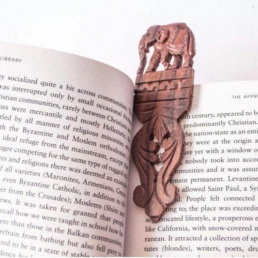 Hand Carved Wooden Elephant Bookmark - Ornate Place Holder Ornament - Considered Store