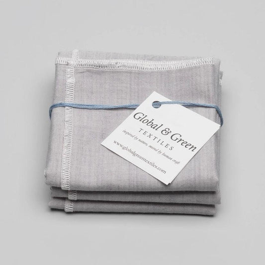 Hand Woven Reusable Organic Cotton Muslin Reusable Face Cloths - Dusty Blue - Considered Store - 1