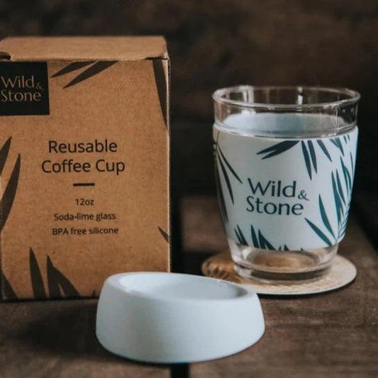 Reusable Glass Coffee Cup - 12oz - On the Go Plastic Free Travel Essentaials - Considered Store - 1